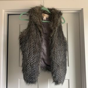 Black and Gray fur vest